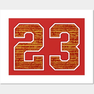 23 || Red Gold | Sport Number Posters and Art